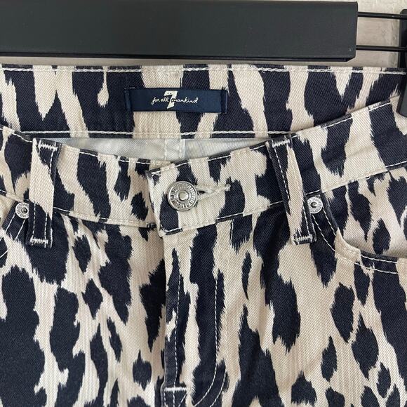 7 For All Mankind The Skinny Jean In Ikat Leopard Print Mid Rise - Size 28 - Picture 3 of 7